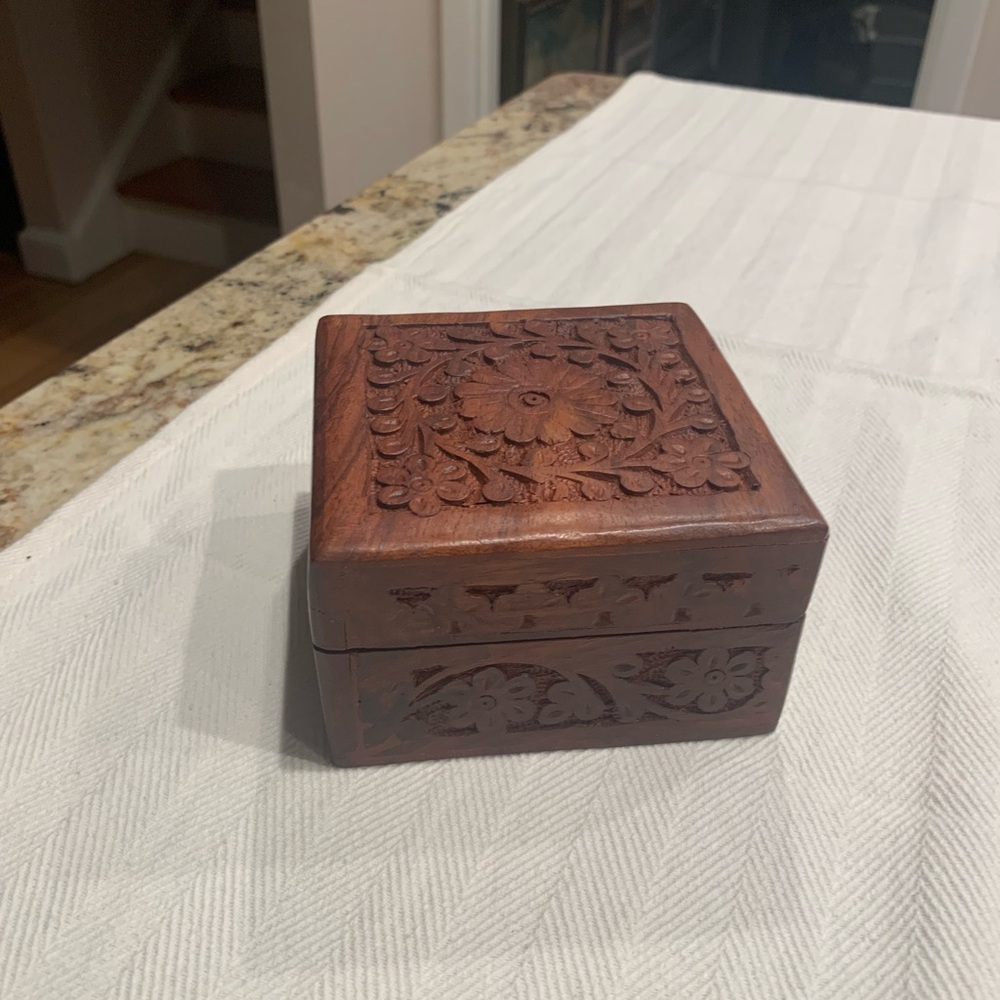 Carved Wooden Jewelry Box - Picture 5 of 6